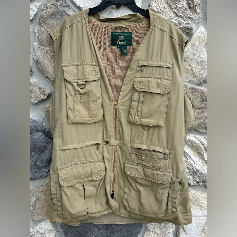 Vintage Orvis Hunting Vest Mens Sz XL Outdoor Safari Multi Pocket Utility Travel